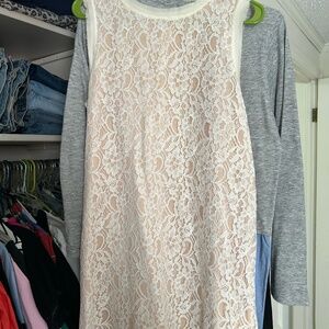Joie White and Cream Lace Mini Shift Dress